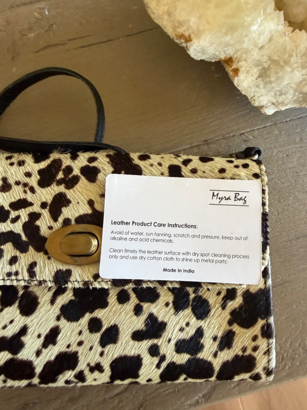 Myra Bag Influence Design Crossbody Wallet Handbag Animal Hair Boho Leather EUC - Picture 4 of 4